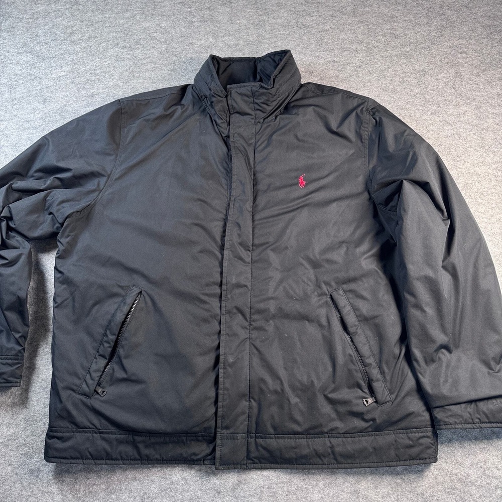Vintage Polo Ralph Lauren Men's XXL Black Fleece Insulated Full Zip Jacket